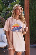 Boat Waves  Mineral Oversized Graphic Top