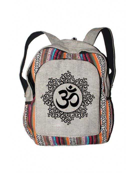 Om Print Cotton Backpack (Code-387)