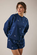 Crew Neck Long Sleeve Marine Embo Sweatshirt
