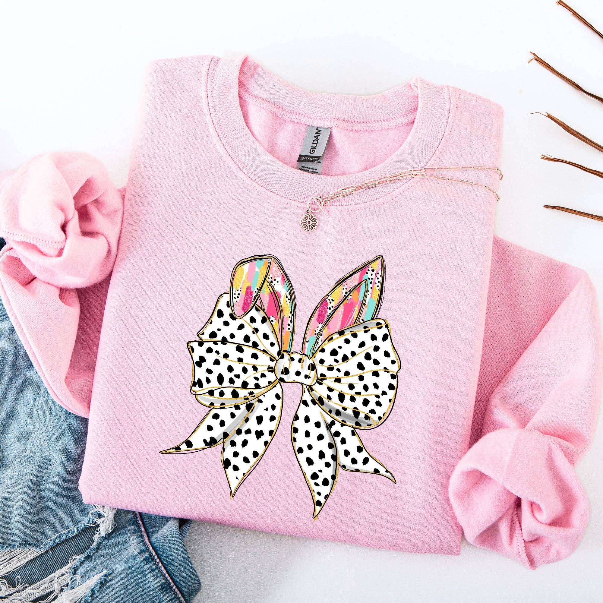 Coquette, Dalmatian Rabbit Ears, Easter, Bunny Sweatshirt