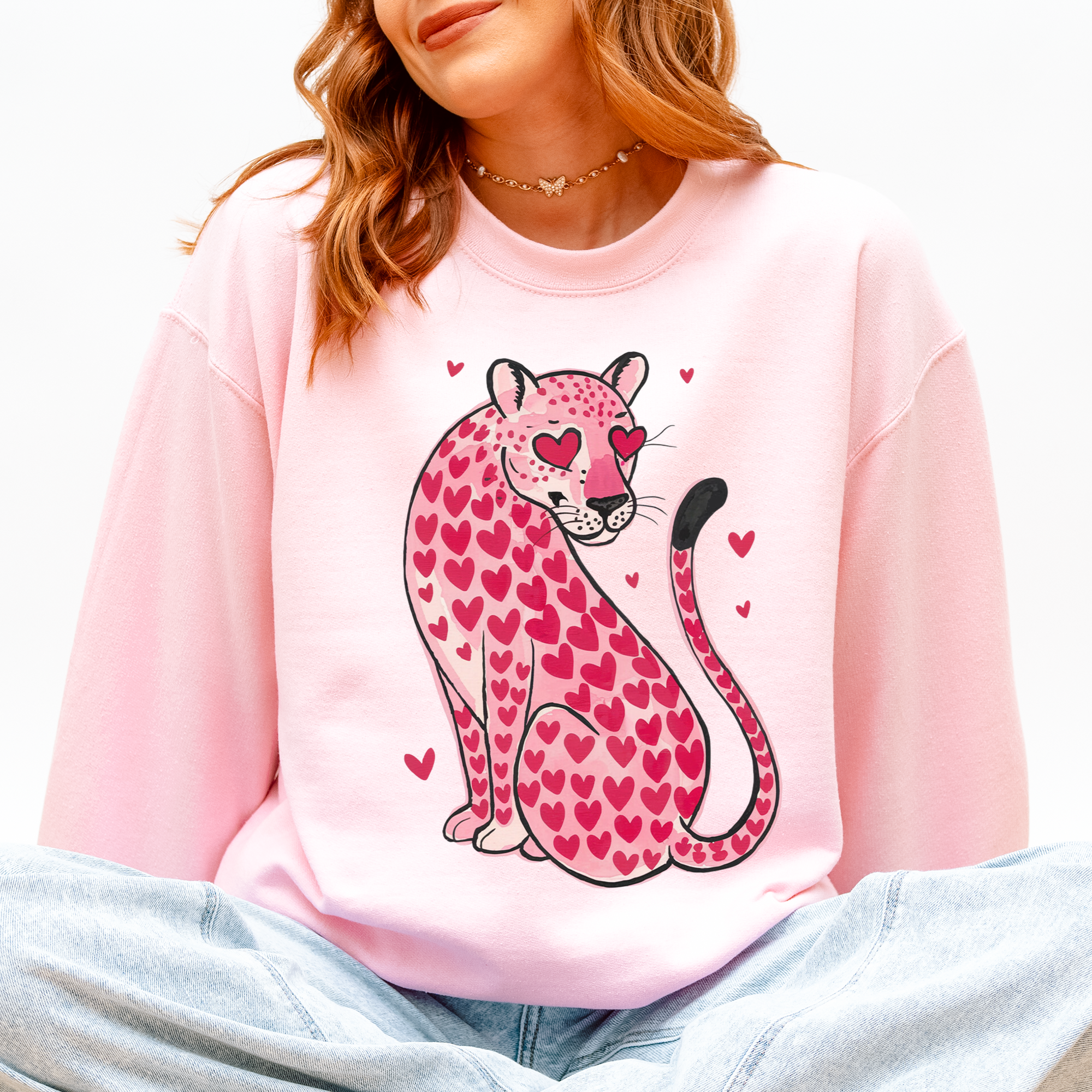 Leopard, Heart Shaped Spots, Valentine's Day Love Sweatshirt