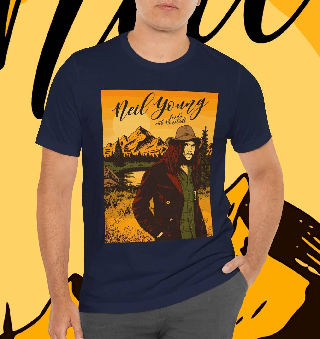Neil Young 1973 Chicago Concert Folk Rock Singer Tee