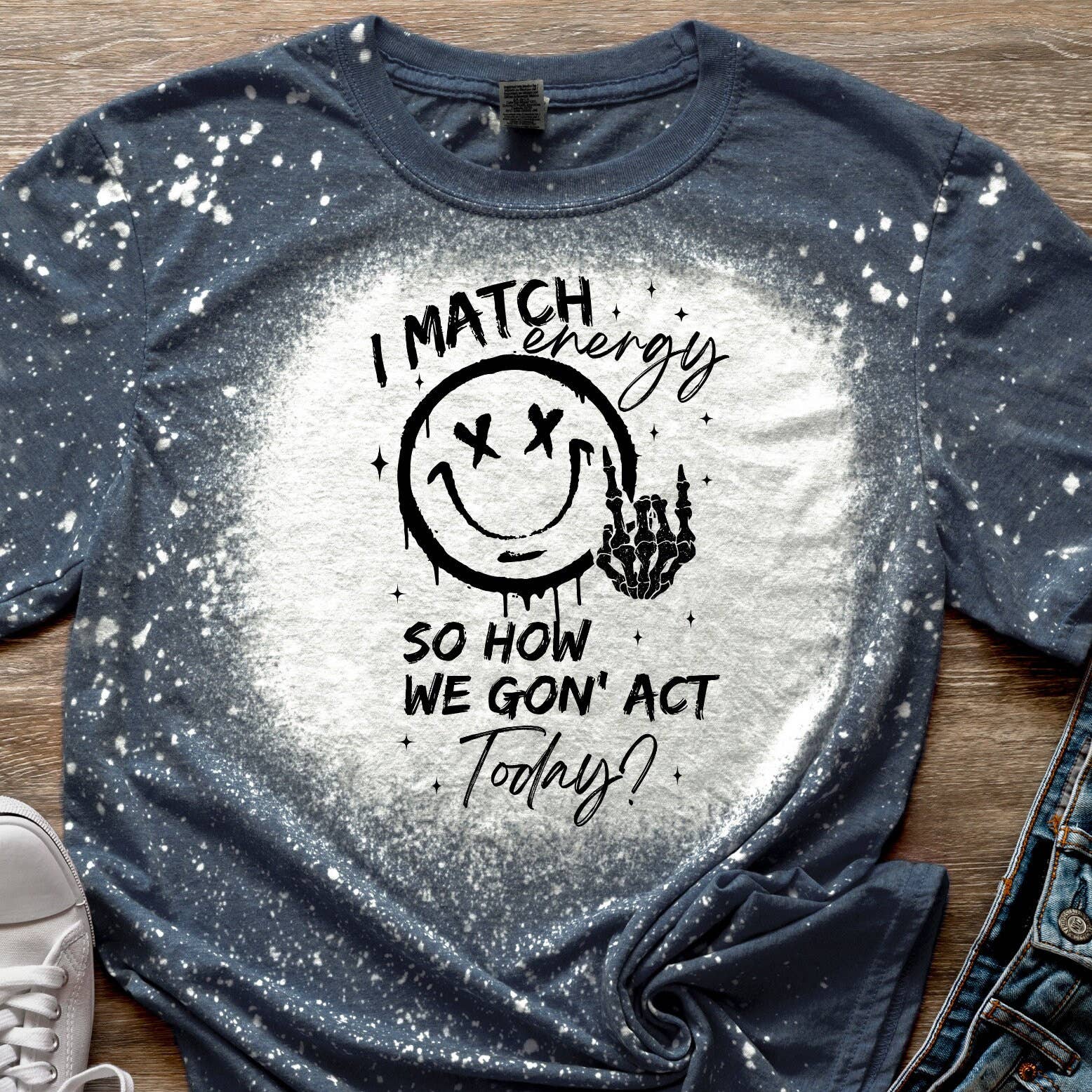 How Are We Acting Today Plus Size Retro Bleached Tee