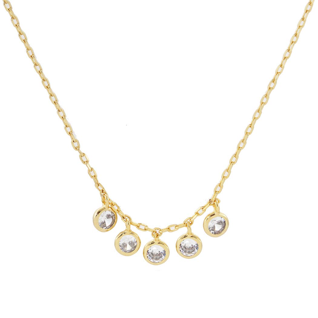 Cz Gold-Dipped Stone Pendant Necklace
