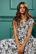 R5120-1E Wide Leg Printed Woven Jumpsuit