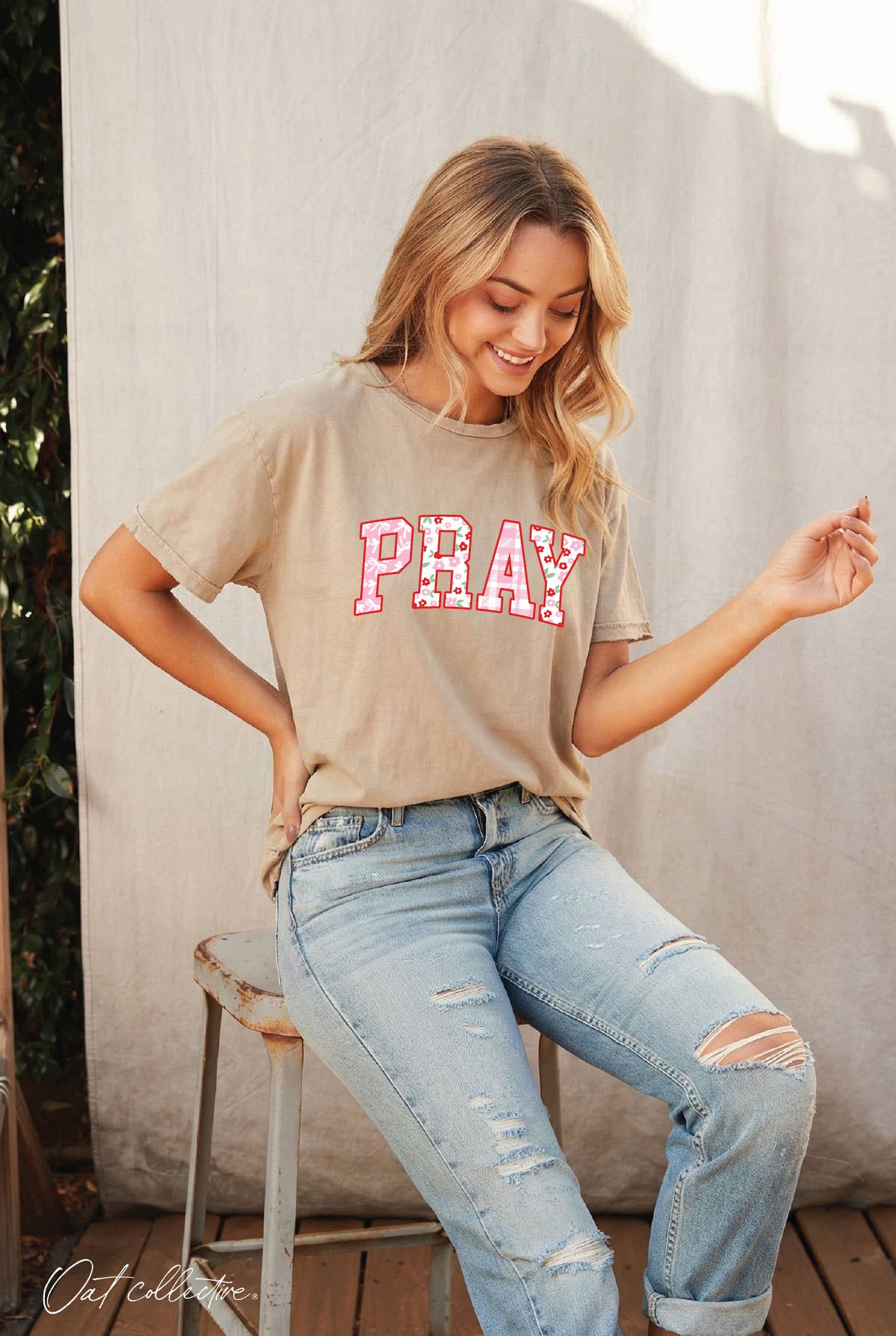 Pray with Pattern Mineral Graphic Top