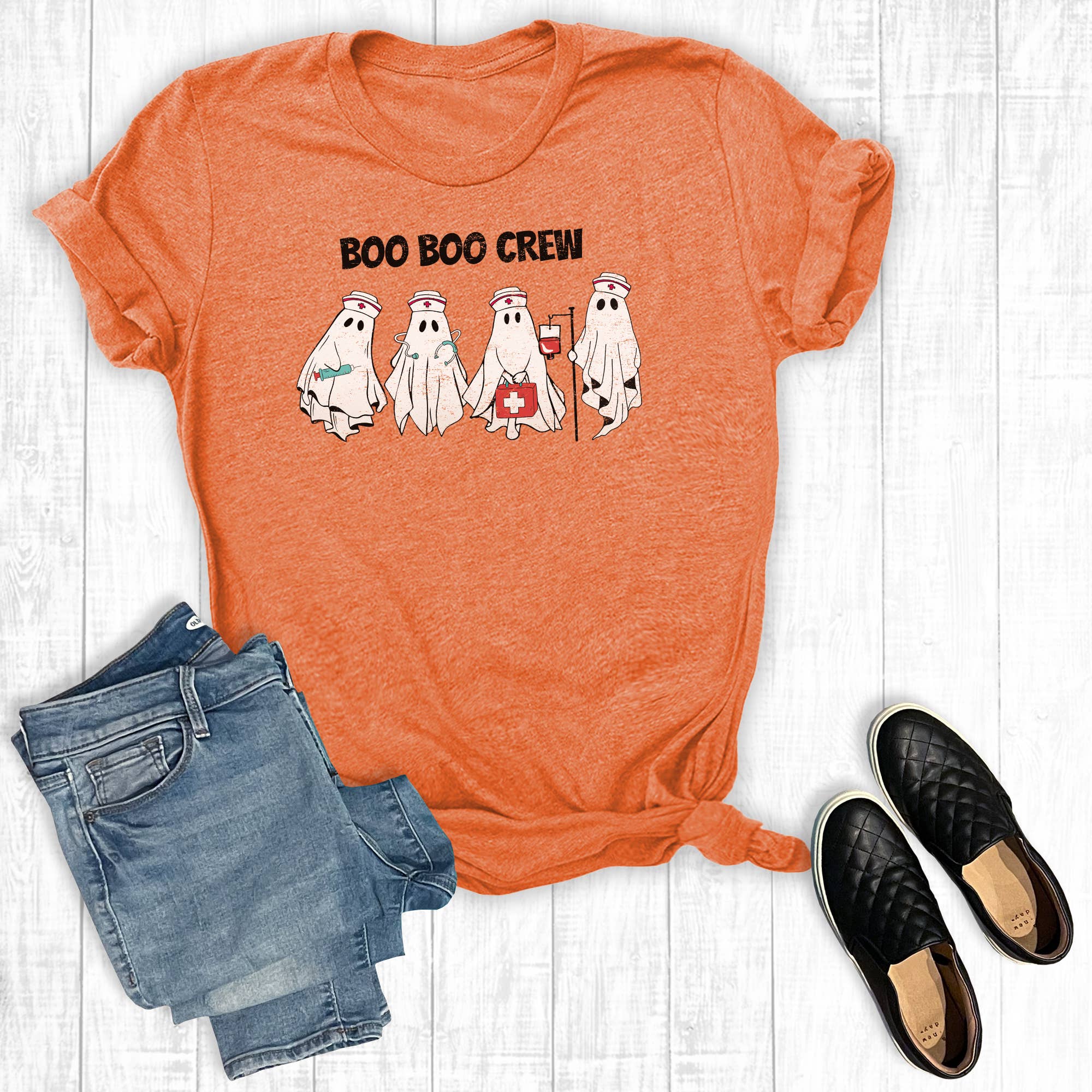 Halloween Nurse Boo Boo Crew Graphic Tee