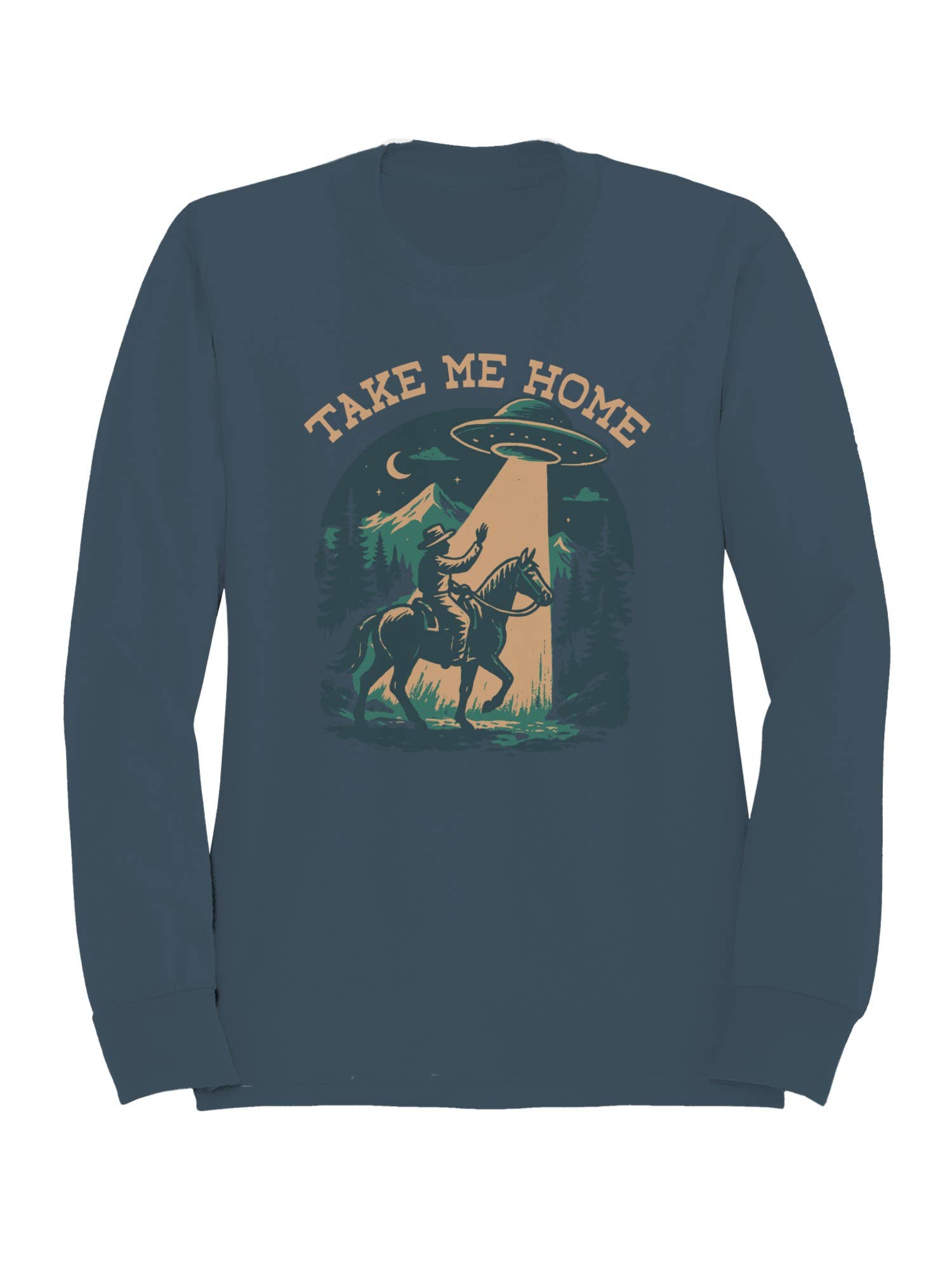Take Me Home Ufo Cowboy Design Men's Sweatshirt