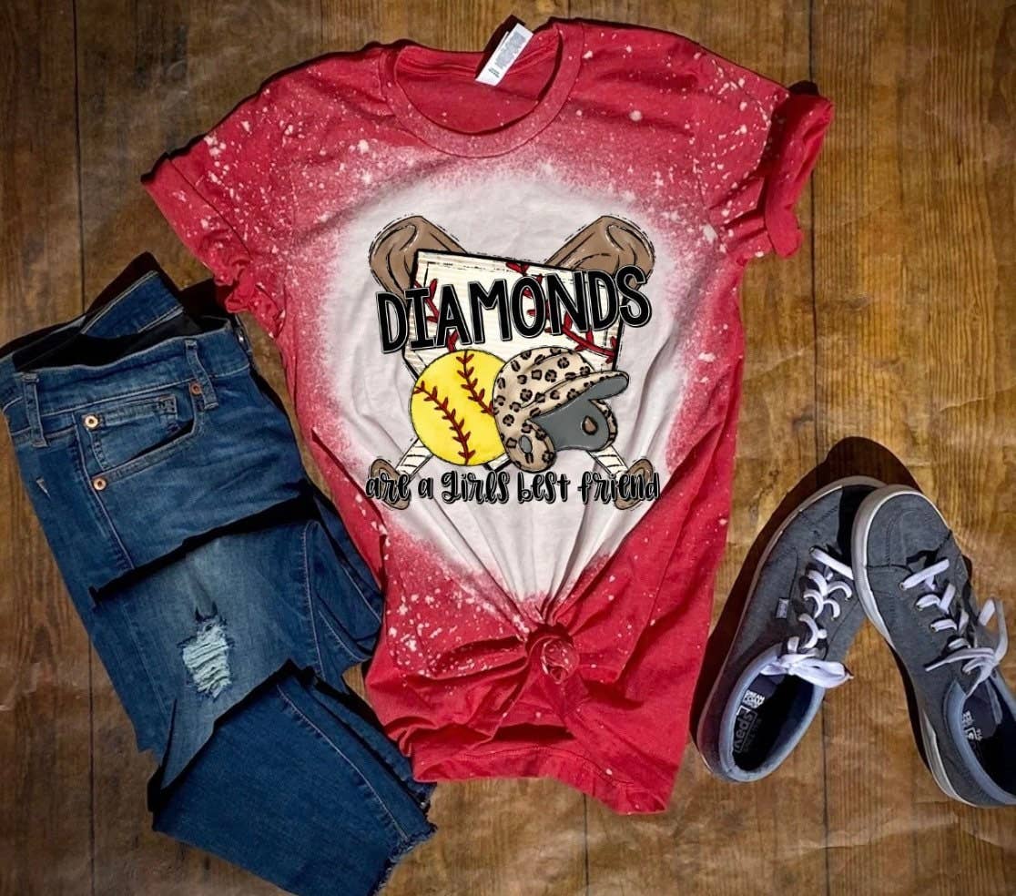 Bleached Tee Diamonds Are A Girl’S Best Friend - Softball