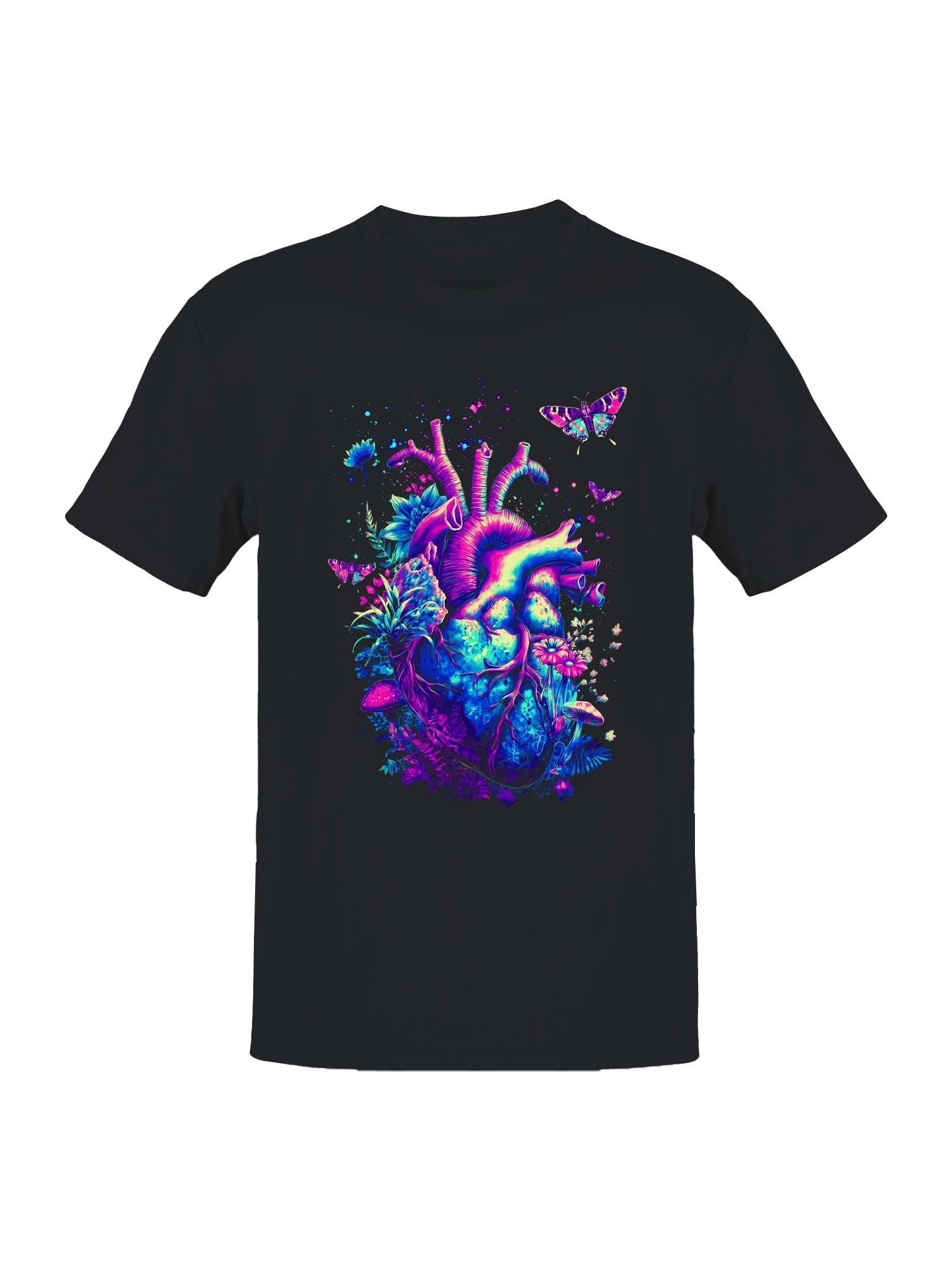 Neon Heart and Nature Fusion Men's T-Shirt
