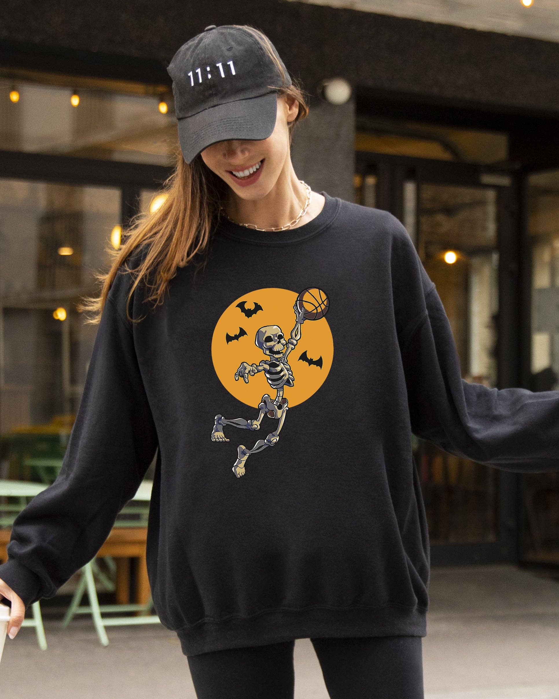 Basketball, Skeleton, Spooky, Funny, Halloween Sweatshirt