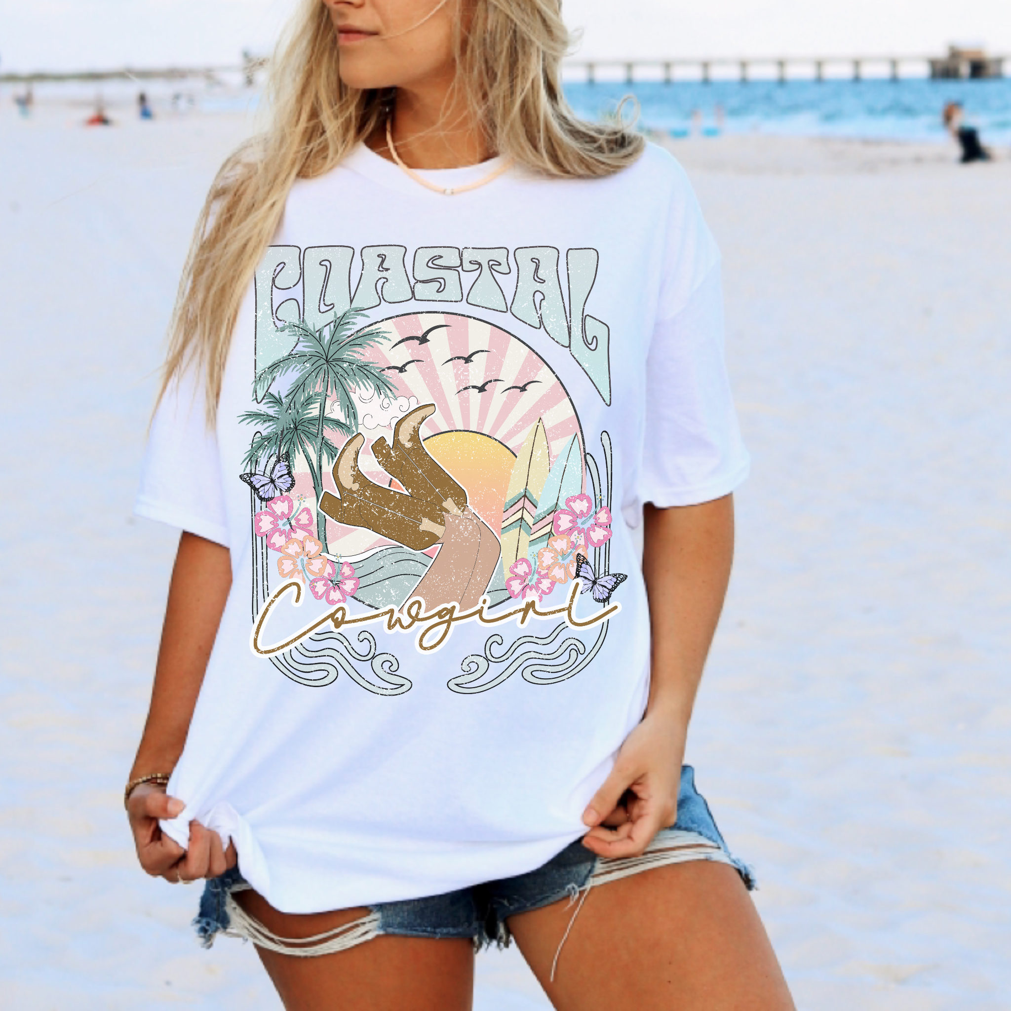 Coastal Cowgirl Summer Comfort Color Graphic Tee