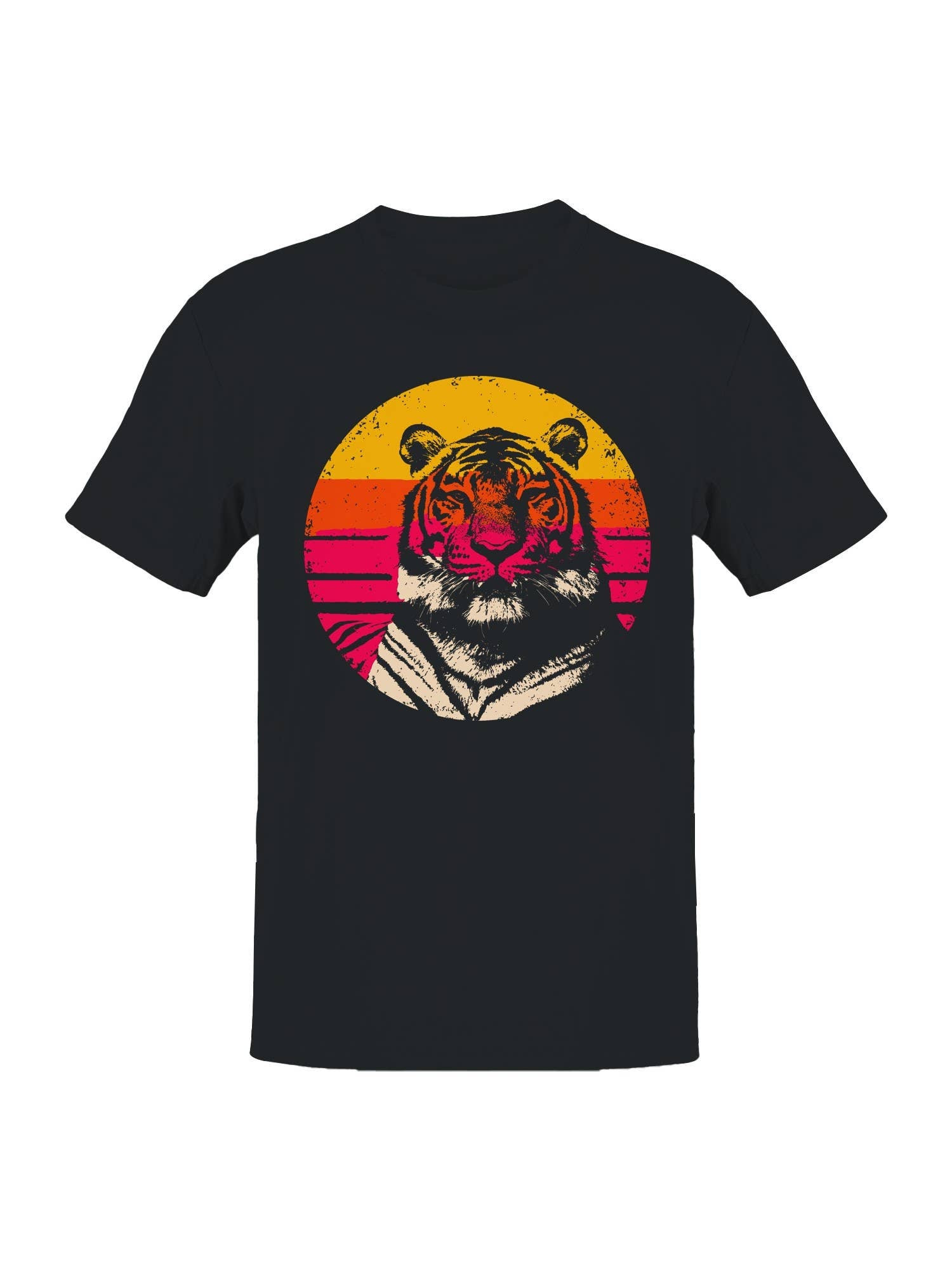 Retro Sunset Tiger Print Art Men's T-Shirt