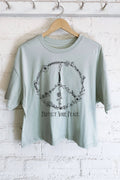 Peace Floral Soft Cotton Screen Printed Women's T-Shirt
