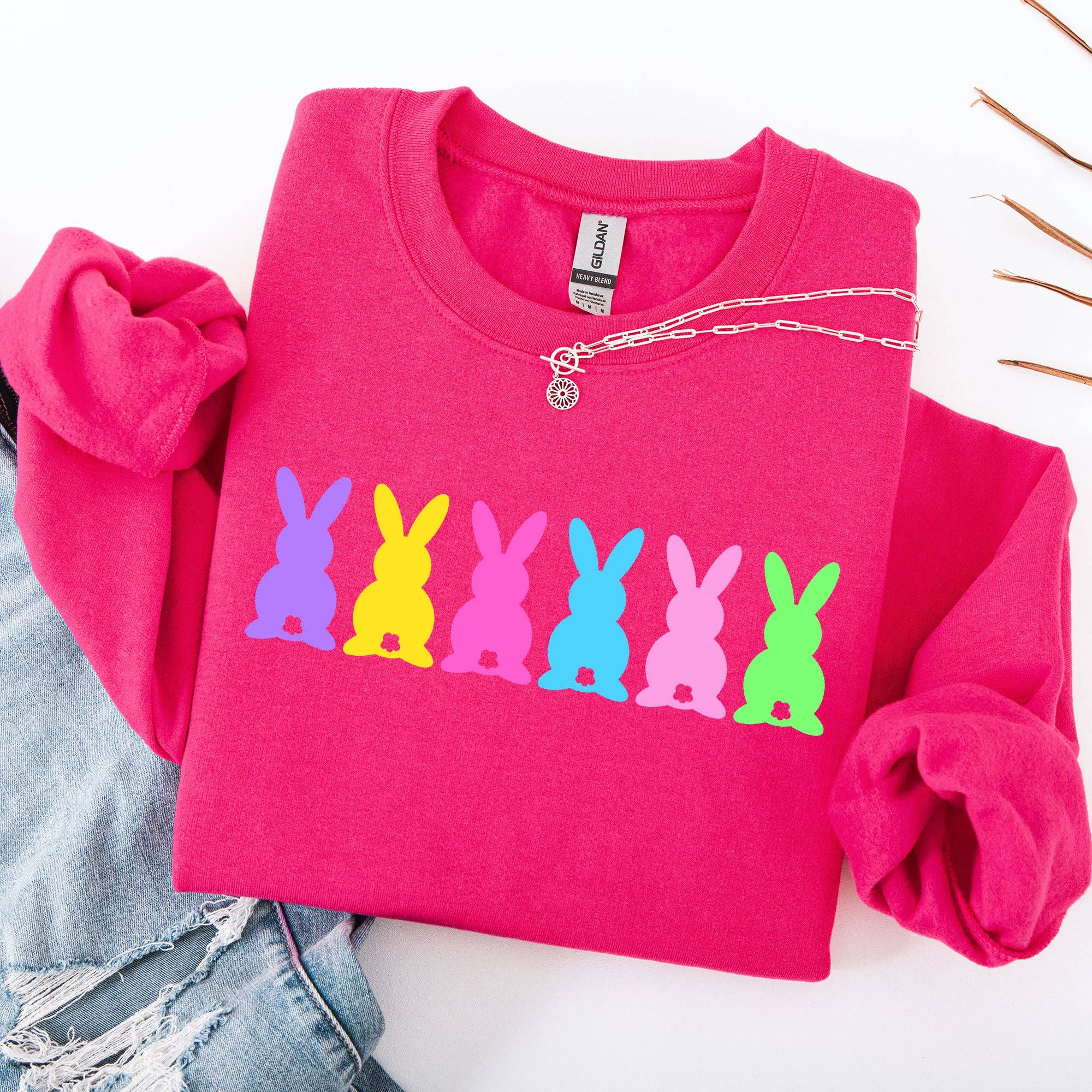 Retro Bunnies, Pastel, Easter, Bunny Jesus Rabbit Sweatshirt