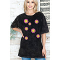 Smiley Face Flower - Unisex Oversized Mineral Wash