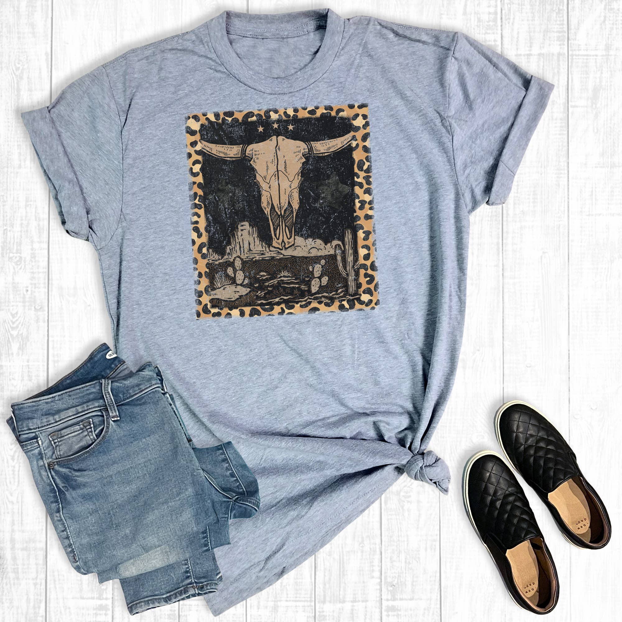 Western Leopard Longhorn Graphic Tee