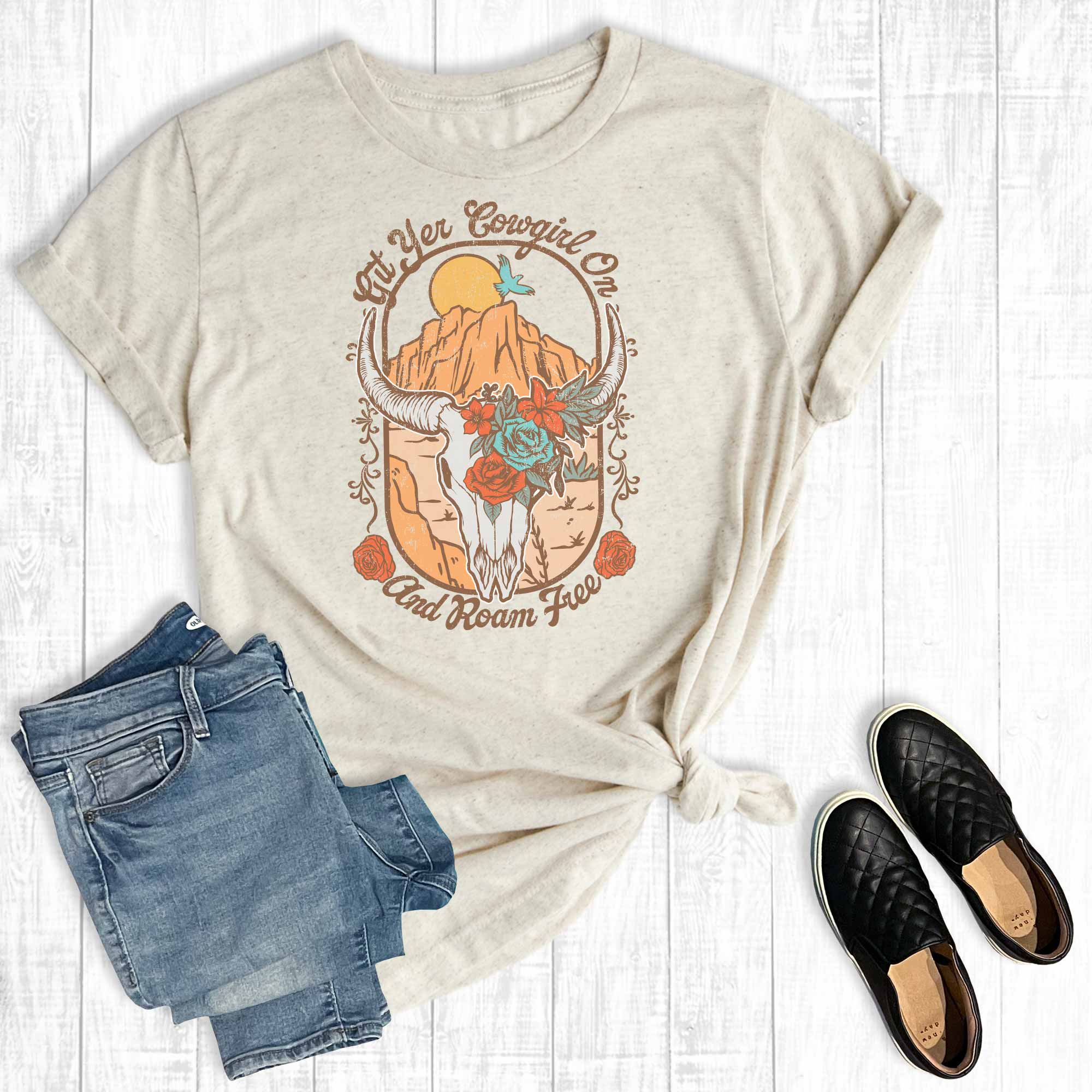 Get Your Cowgirl On and Roam Free Graphic Tee