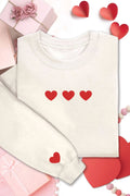 Red Heart Front&Sleeve Puff Graphic Brushed Sweatshirts