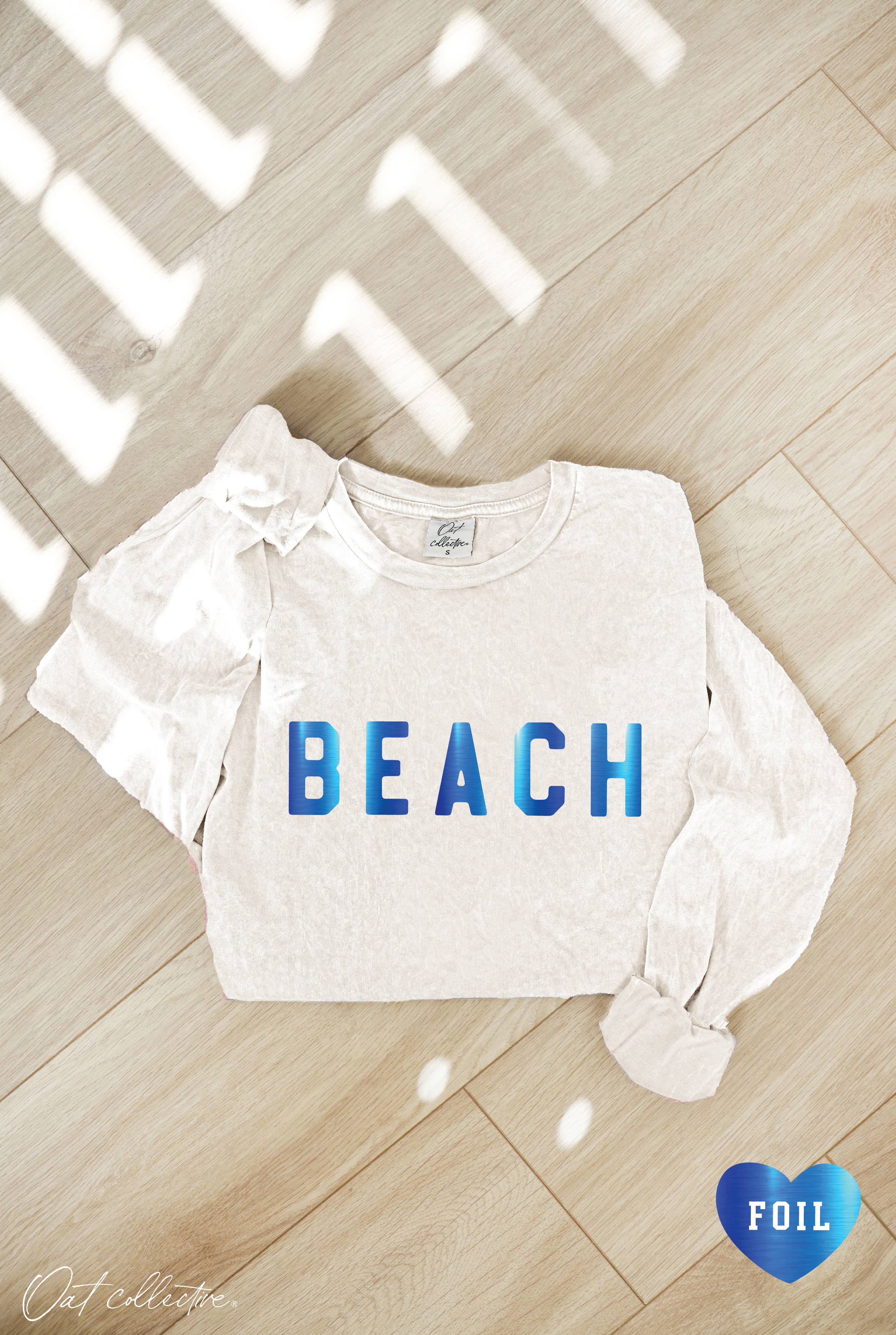 Beach Foil Mineral Washed Long Sleeve Graphic