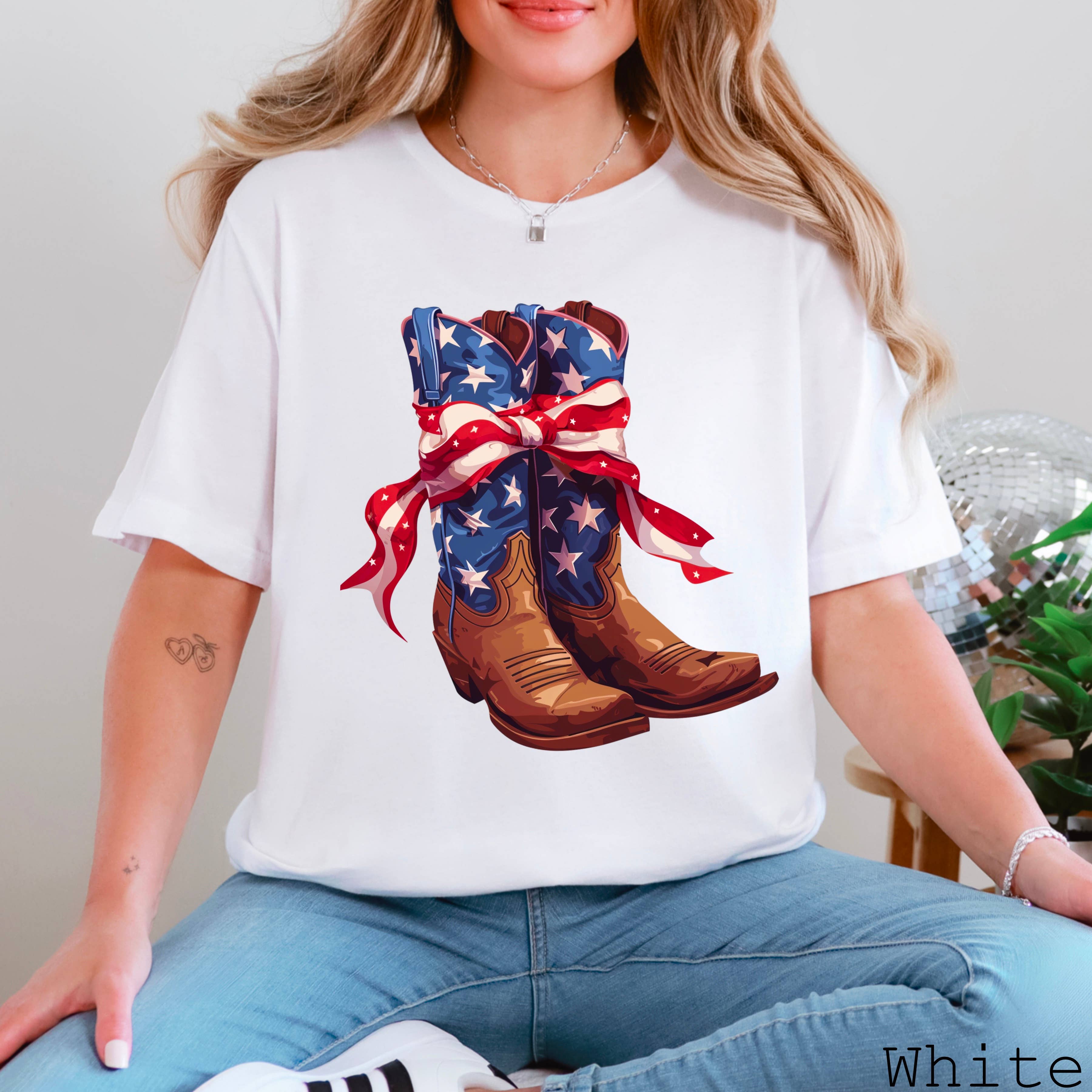 July 4th Graphic Tee | Coquette USA Boots | Bella Canvas