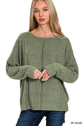 .1230 Ribbed Center Seam Dolman Sleeve Top SI-27078