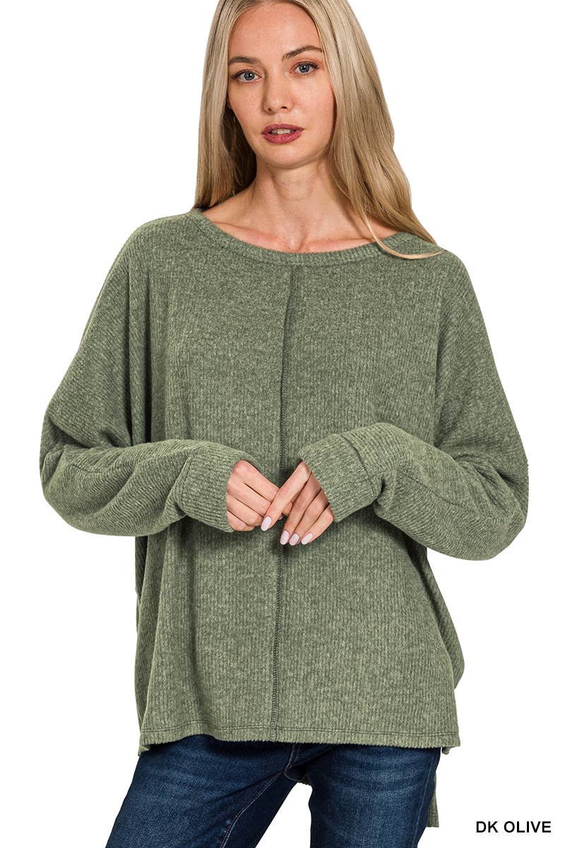 .1230 Ribbed Center Seam Dolman Sleeve Top SI-27078