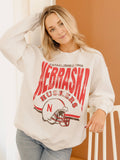 Nebraska Huskers Established Date Helmet Thrifted Sweatshirt