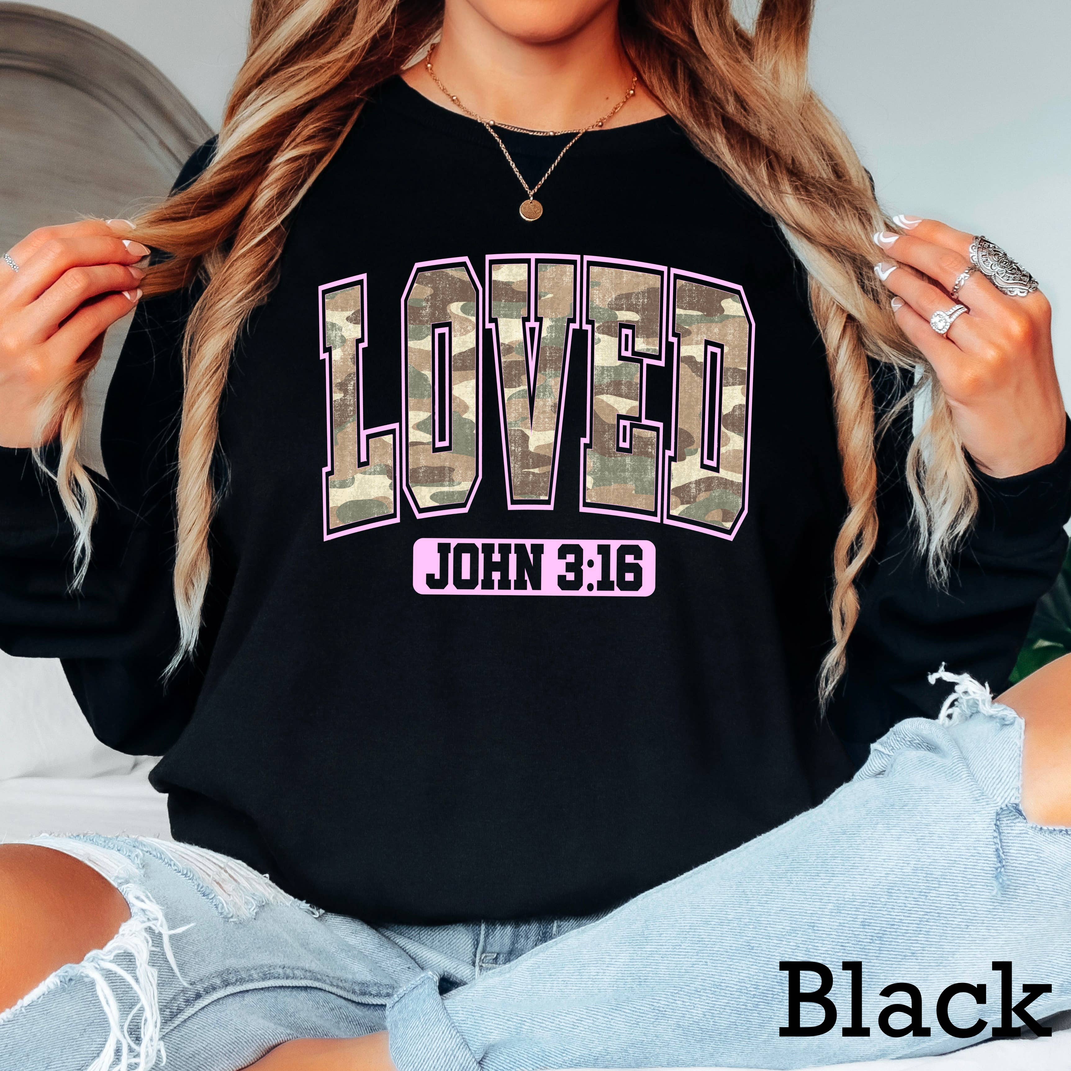 Camo John 3:16  Valentine’S Day Long Sleeve Shirt | Gildan