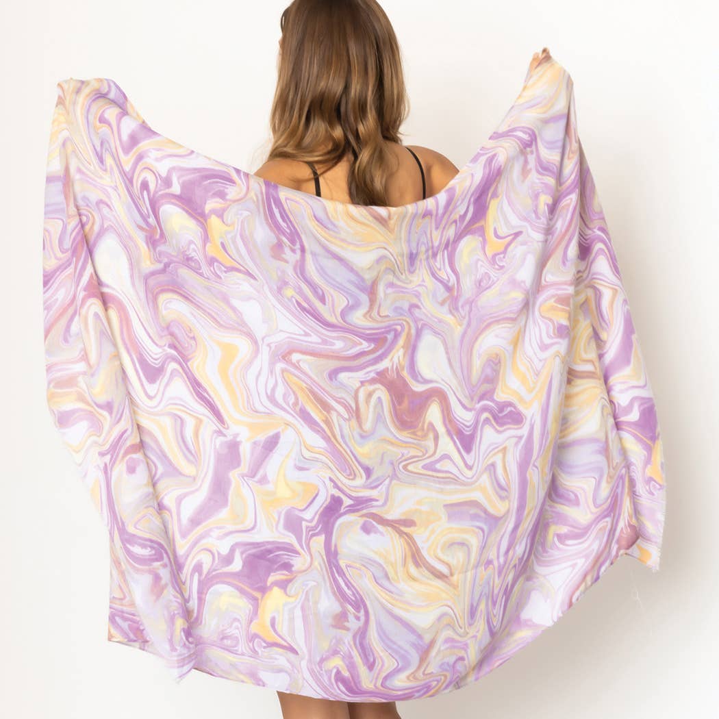 Watercolor Swirl Print Scarf