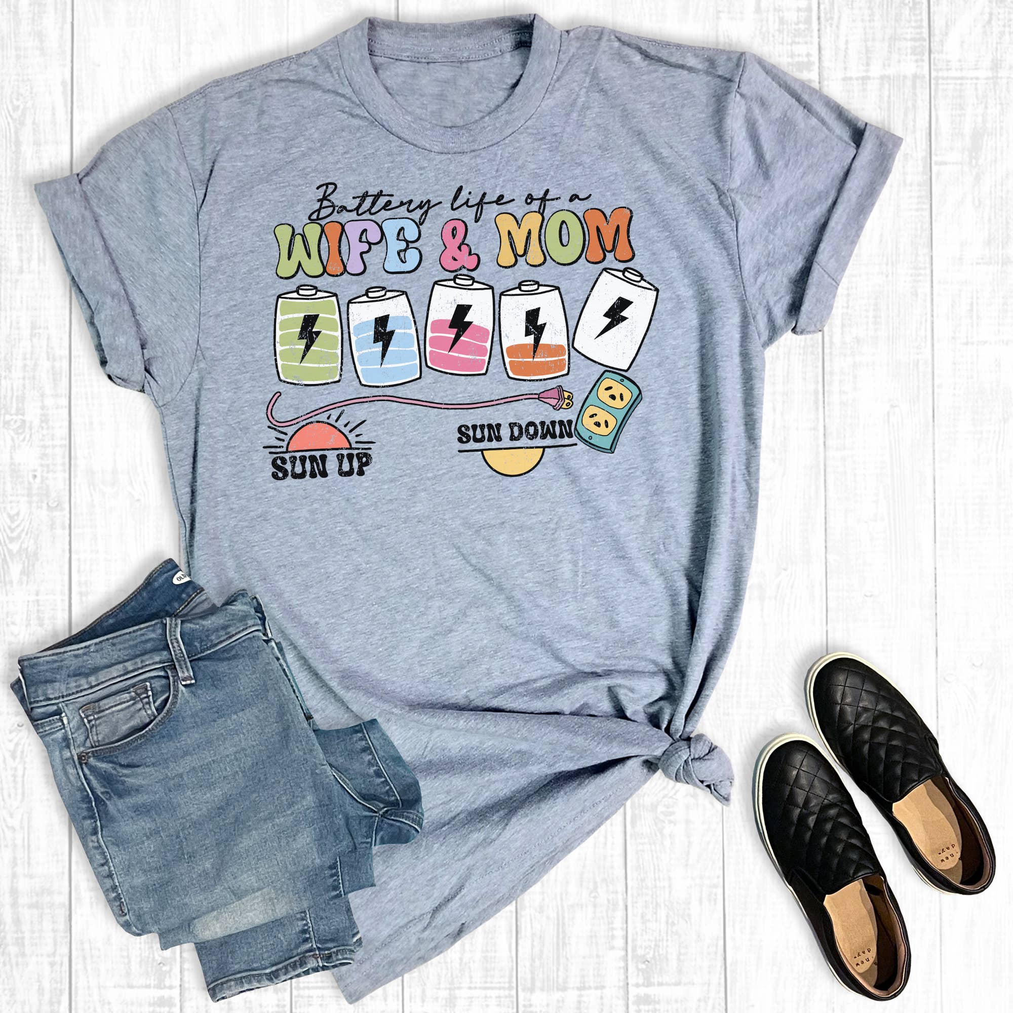 Funny Mom Battery Life Graphic Tee