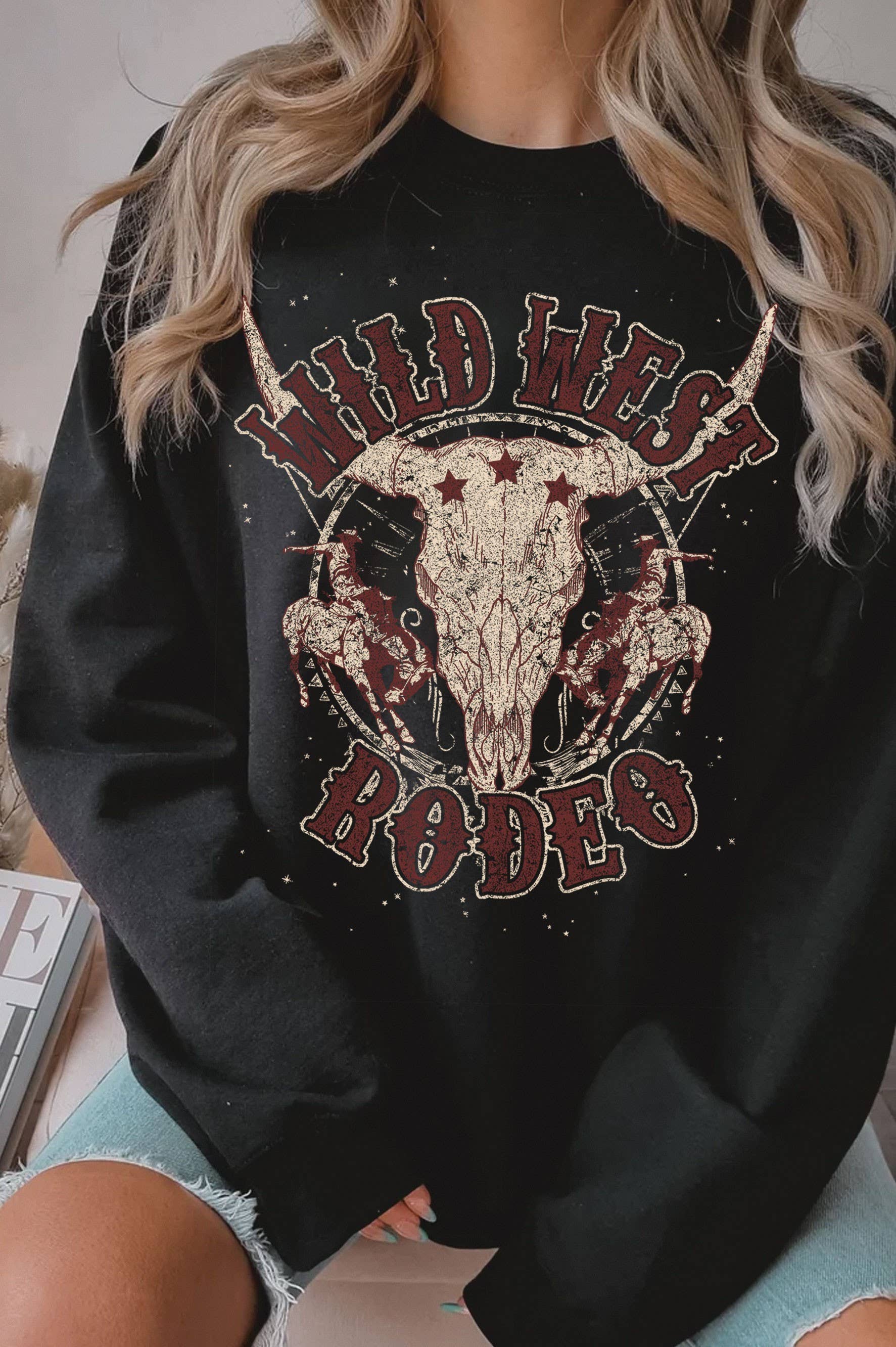 Wild West Rodeo Cowboys Graphic Brushed Sweatshirts