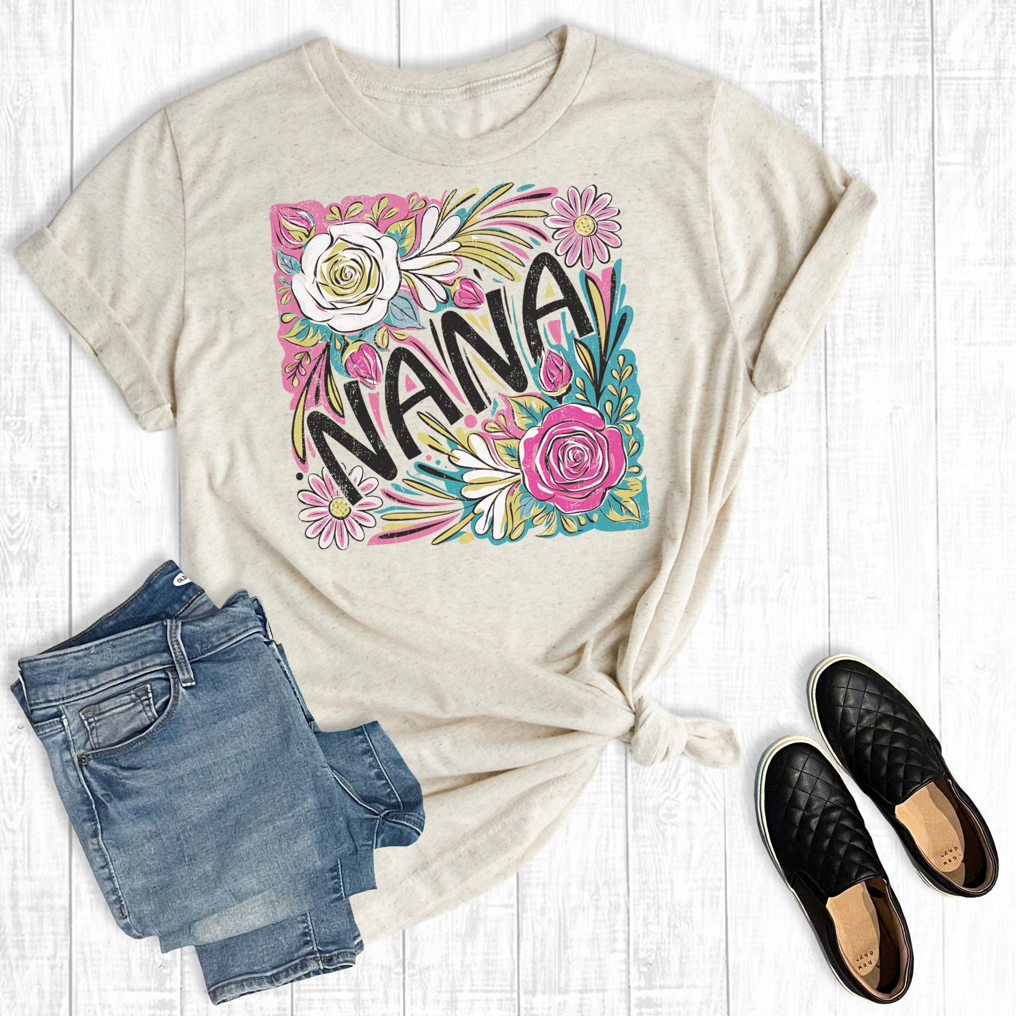 Boho Floral Nana Graphic Tee