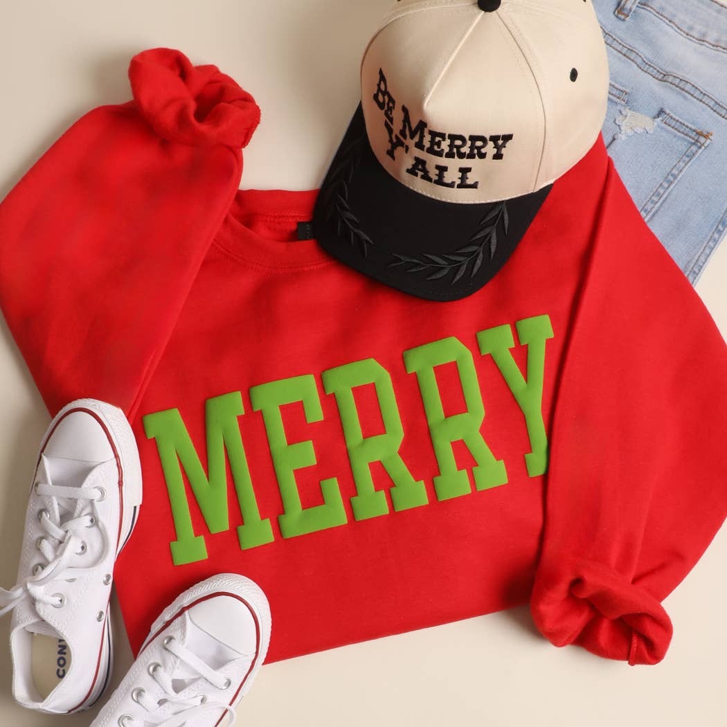 Merry Puff Raised Letter Heavyweight Sweatshirt