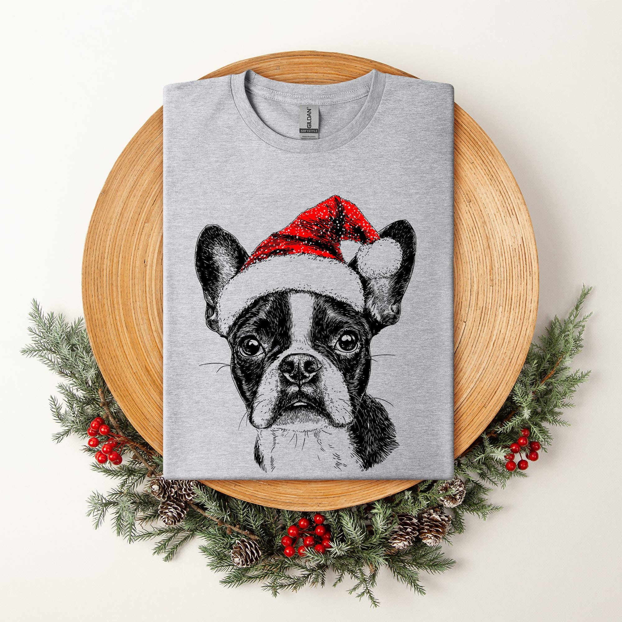 Boston Terrier, Santa, Dog, Christmas, Dog Lover Pet T-Shirt