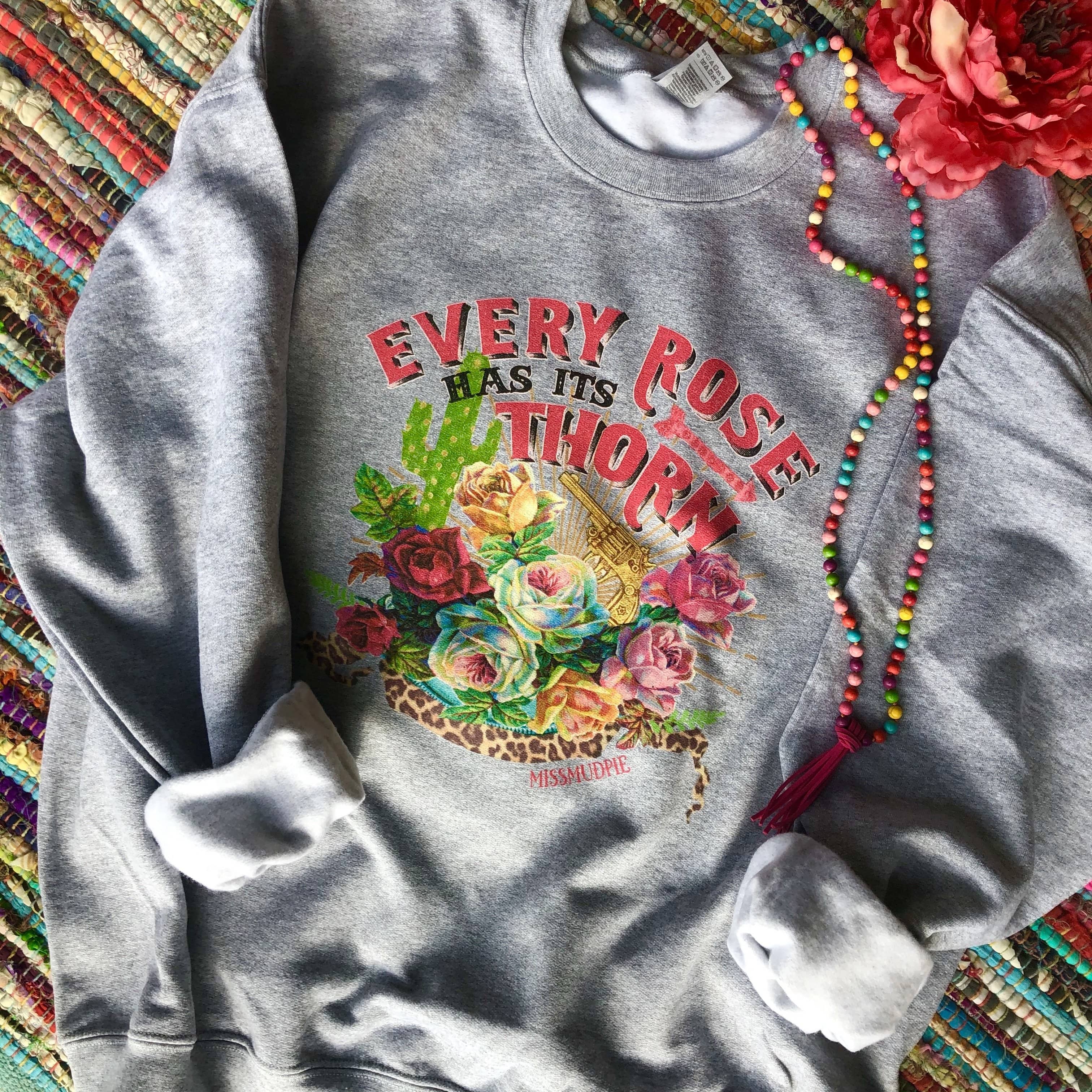 Every Rose Has Its Thorn Sweatshirt - Heather Gray