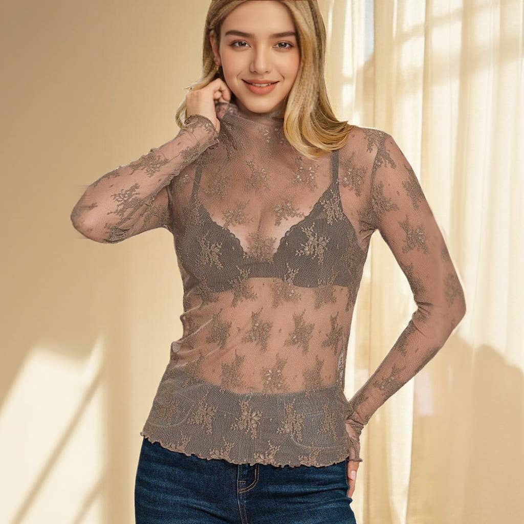 ,..1014 Lace See Through Layering Top SI-25496
