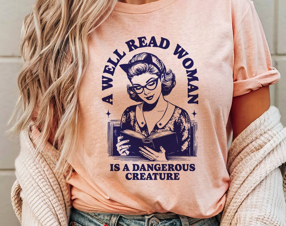 A Well Read Women - Retro Bookish Reading T-Shirt