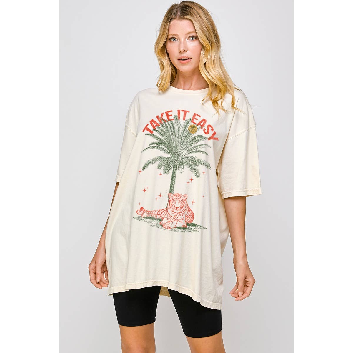 Take It Easy Vintage  Graphic Oversized Tee