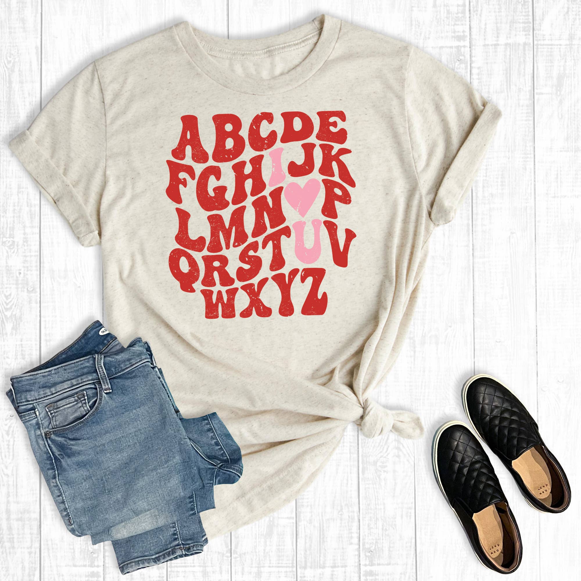 Valentine's Day Abc I Love You Graphic Tee