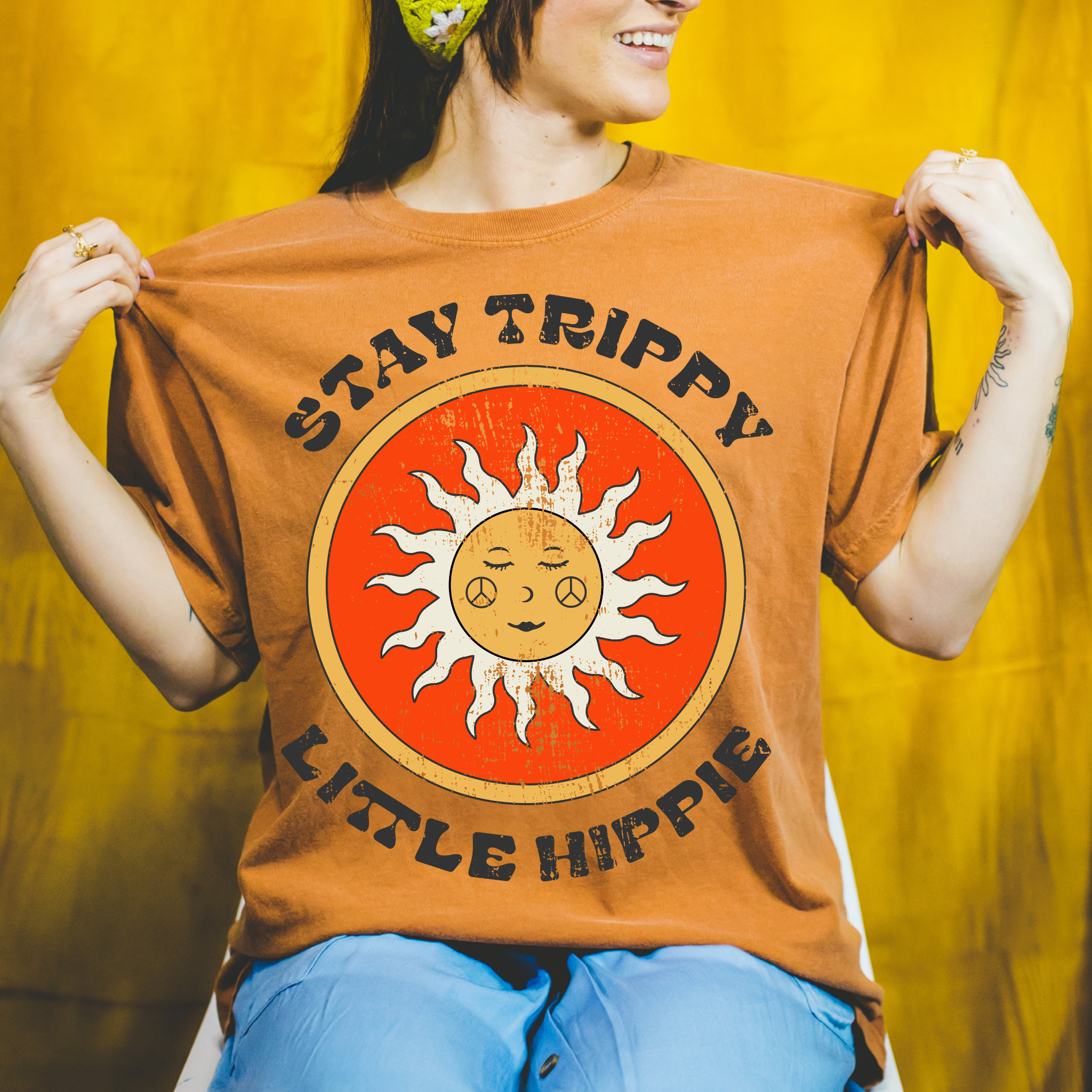 Stay Trippy Little Hippie Retro Graphic Tee
