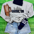 Touchdown Cowboys Sequin Patch Sport Grey Crewneck Sweatshirt
