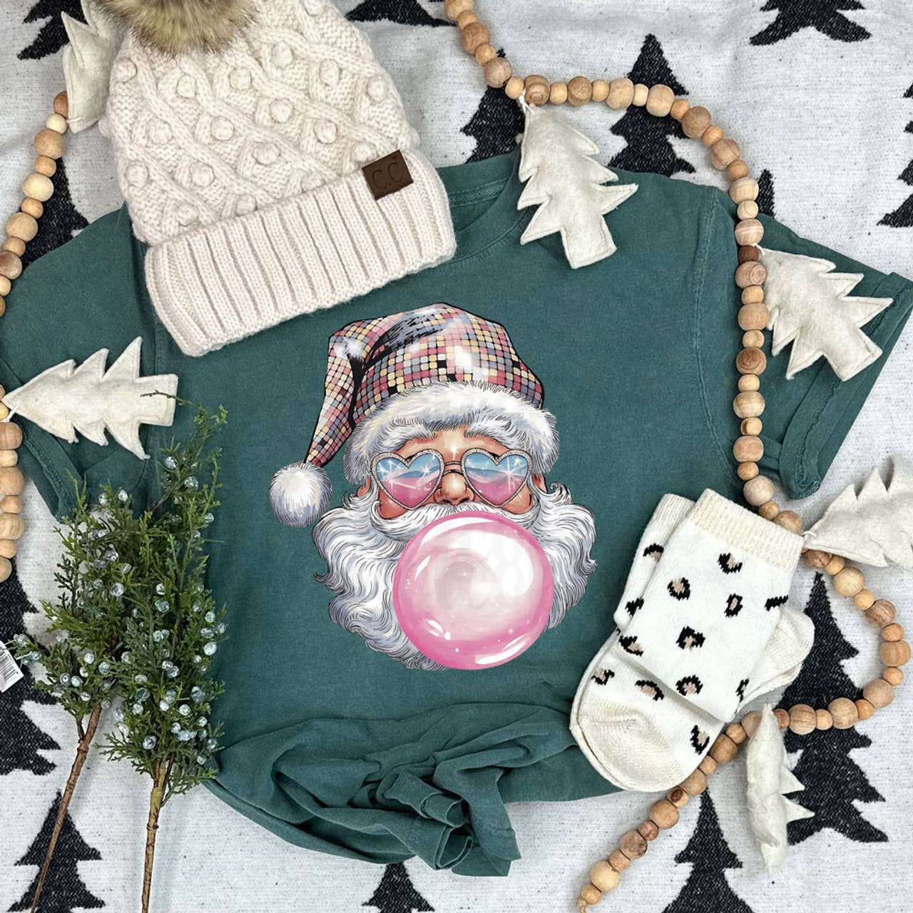 Disco Bubblegum Retro Santa Tee