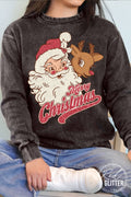 Merry Christmas Santa Rudolph Glitter Mineral Sweatshirts