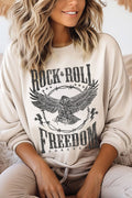Rock and Roll Freedom Eagle Graphic Brushed Sweatshirts