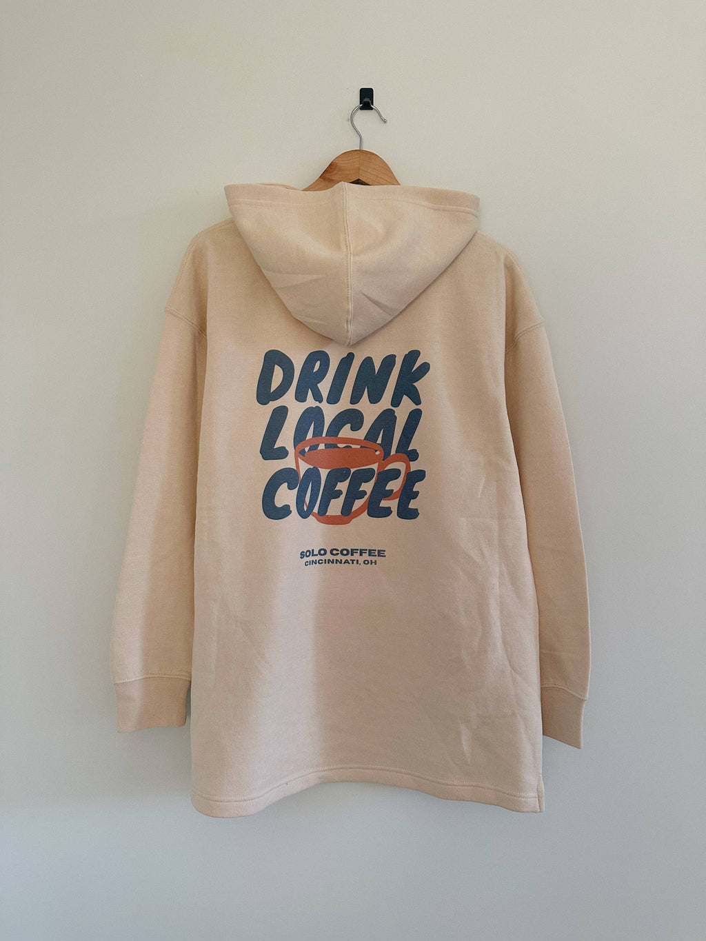 Drink Local Coffee Hoodie - Ecru (Full Length)
