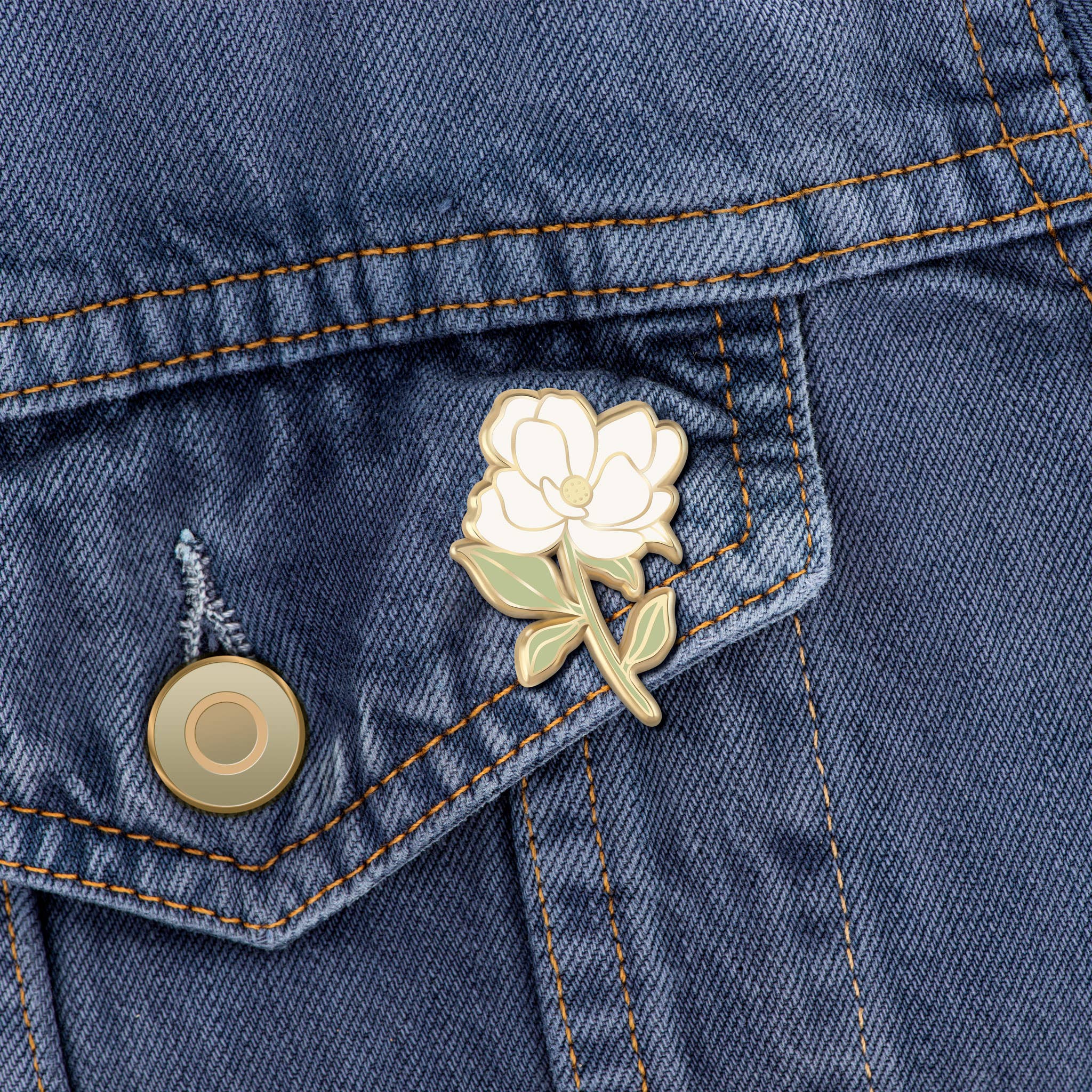 Magnolia Flower Enamel Pin | Wedding Lapel Pin
