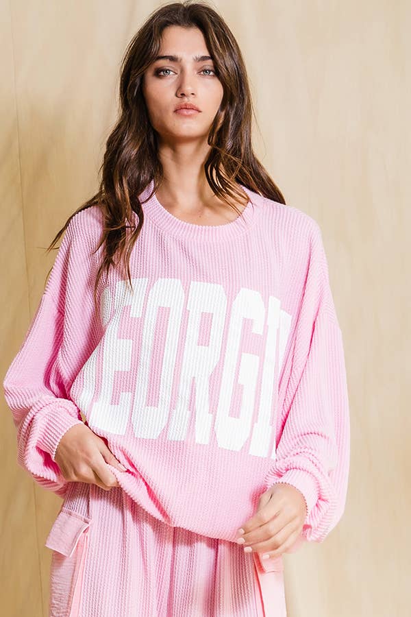 T1770C  Georgia Comfy Oversize Graphic Sweatshirt, Gameday