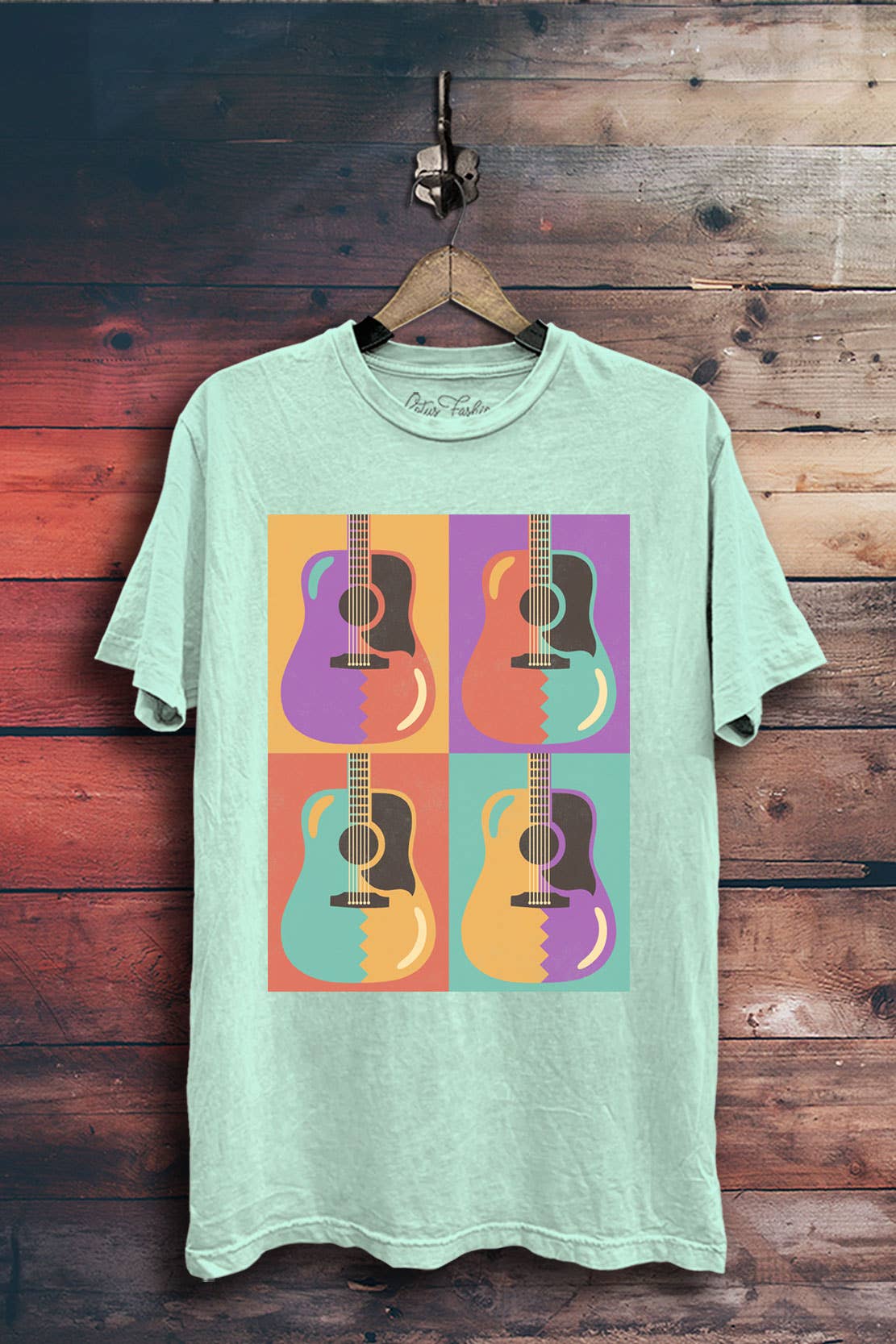 Rock N Roll Guitar Pop Art Graphic Top