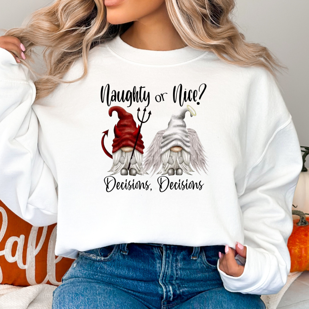 Nice or Naughty Gnome Christmas Holiday Sweatshirt
